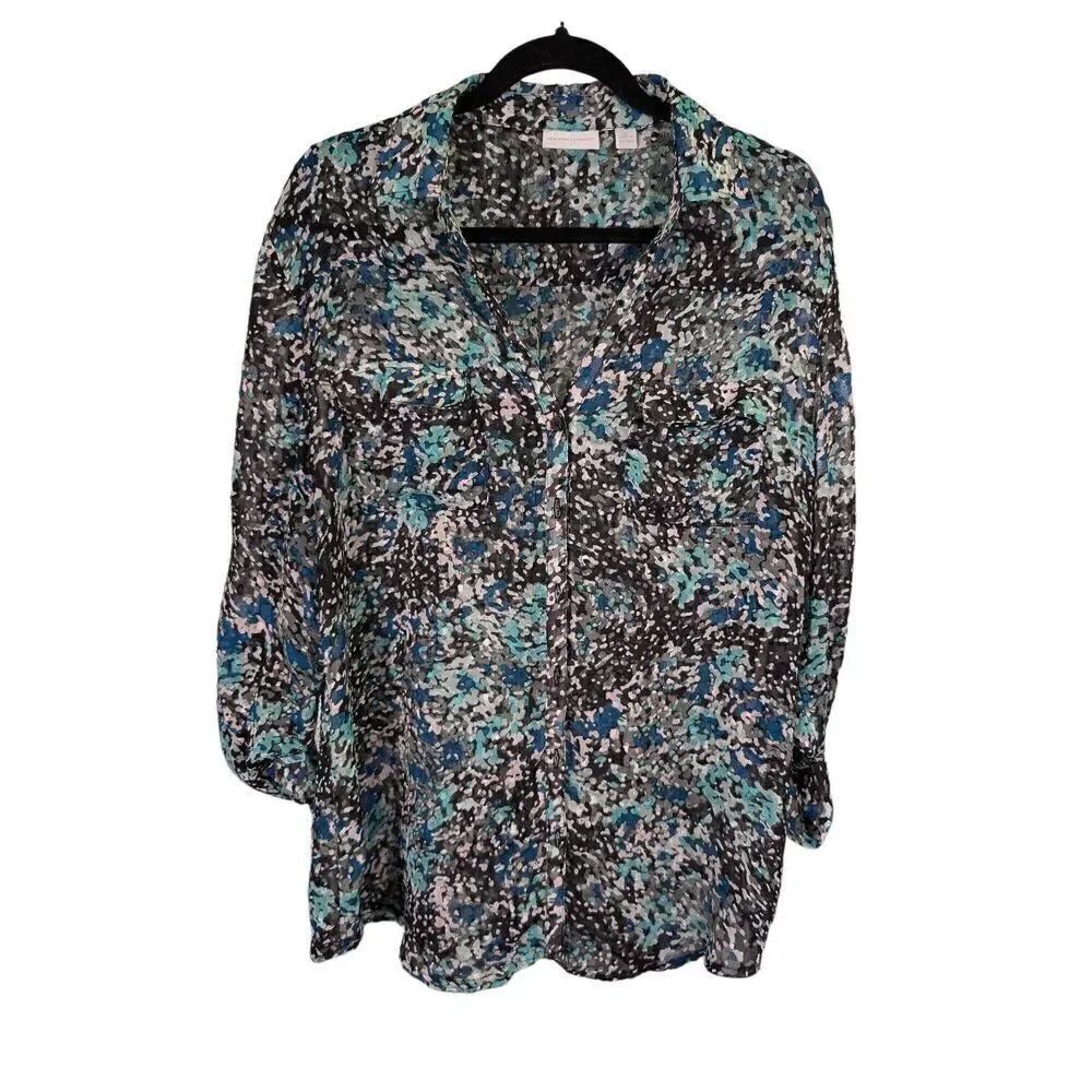 NY&Co NWT Turquoise & Black Long Sleeve Women's XL